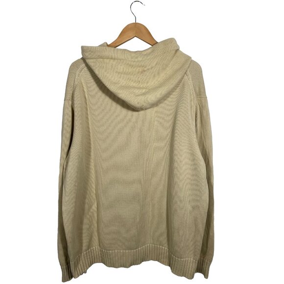 1017 ALYX 9SM Treated Logo Knit Hooded Sweater Beige Cotton Size XL - Picture 9 of 11